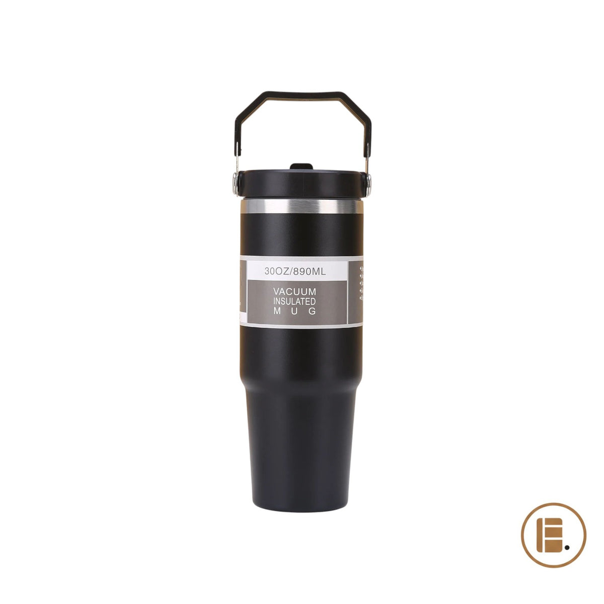 Mug isotherme | Inox avec poignée et paille | 600 ml / 890 ml - Minimaliste Lab