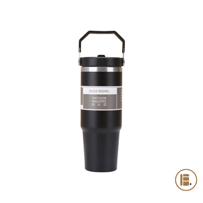 Mug isotherme | Inox avec poignée et paille | 600 ml / 890 ml - Minimaliste Lab