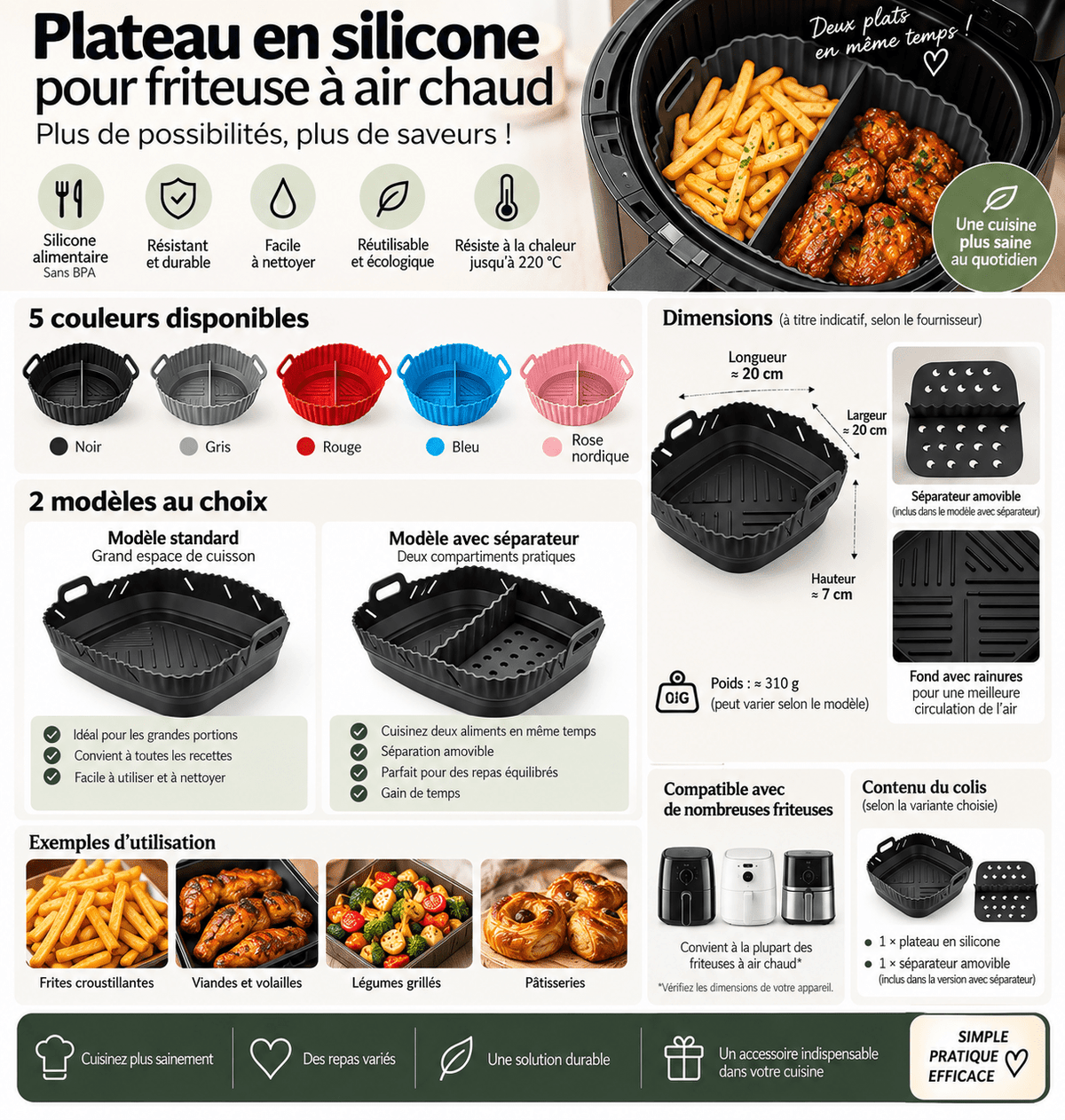 Moule Silicone Air Fryer | Antiadhésif Premium - Minimaliste Lab