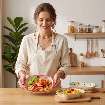 plat à four floral céramique lifestyle table MinimalisteLab