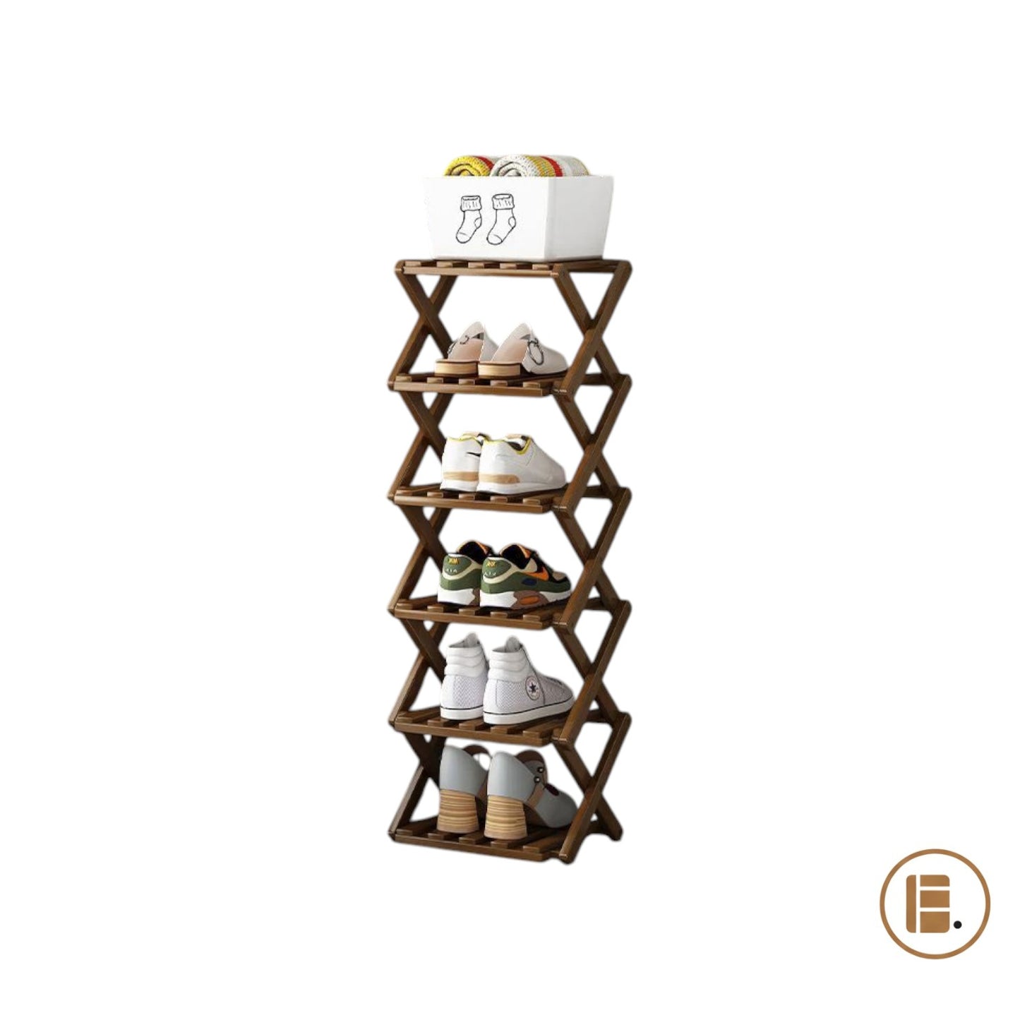 Rangement chaussures | Étagère 30 Paires Bois Chêne ou Brun Multi-Niveaux