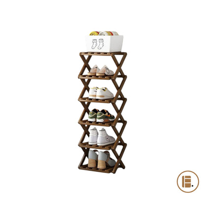 Rangement chaussures | Étagère 30 Paires Bois Chêne ou Brun Multi-Niveaux
