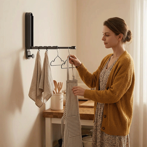 étendoir à linge mural rétractable démonstration MinimalisteLab