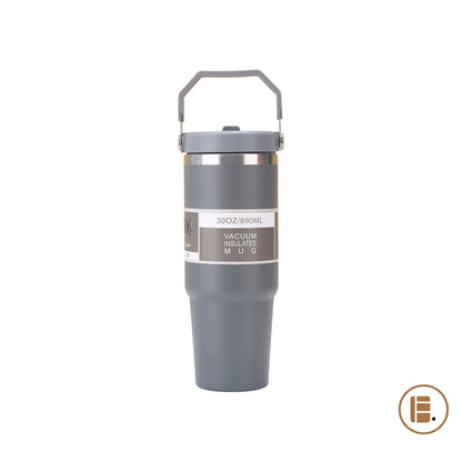 Mug isotherme | Inox avec poignée et paille | 600 ml / 890 ml - Minimaliste Lab