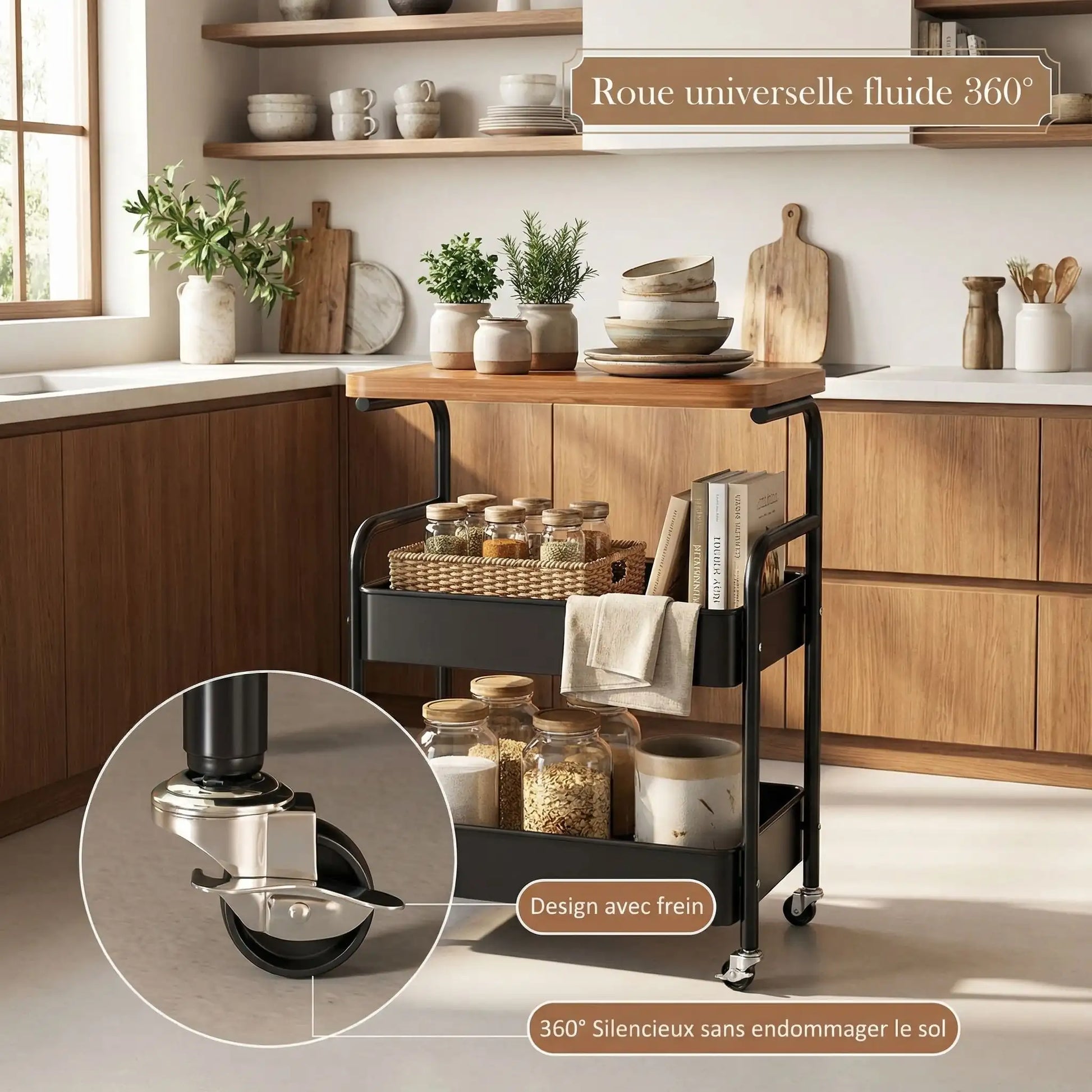 desserte roulettes cuisine utilisation rangement