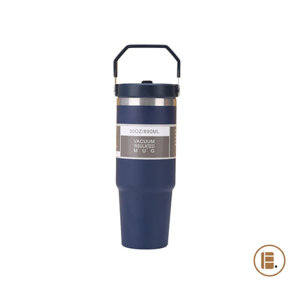 Mug isotherme | Inox avec poignée et paille | 600 ml / 890 ml - Minimaliste Lab