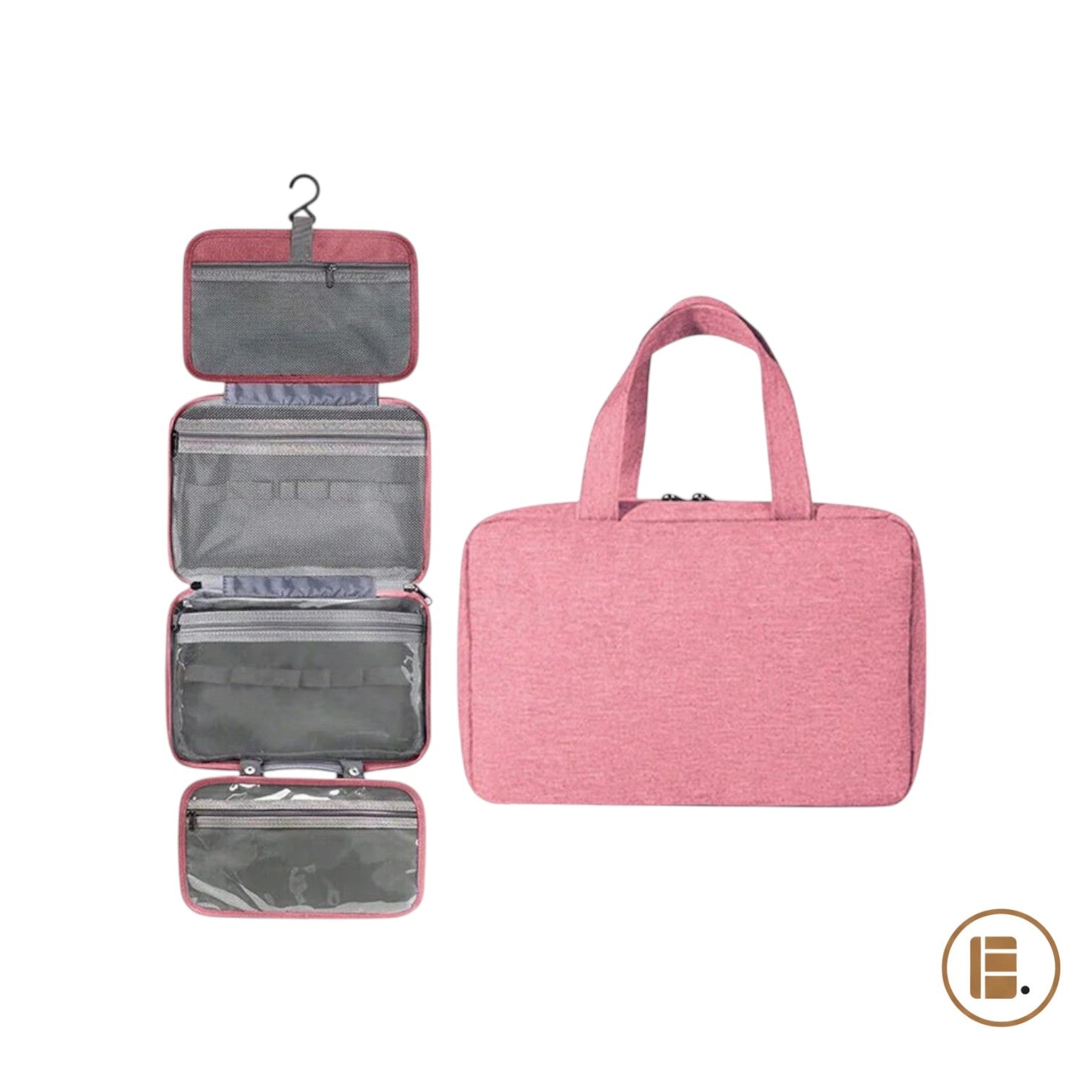 trousse de toilette voyage organisé ouverte compartiments MinimalisteLab