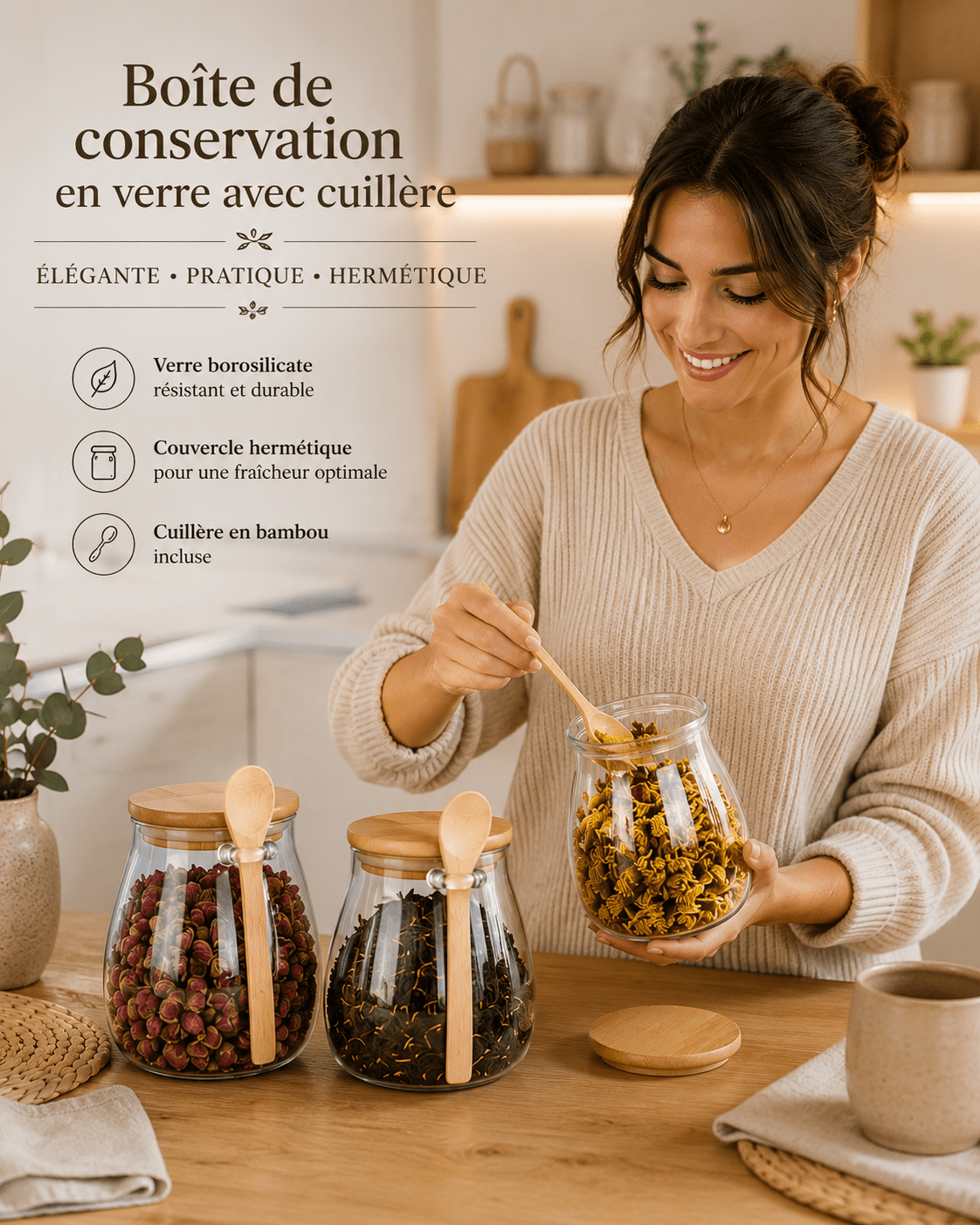 Boite de conservation alimentaire | Verre Bambou - Minimaliste Lab