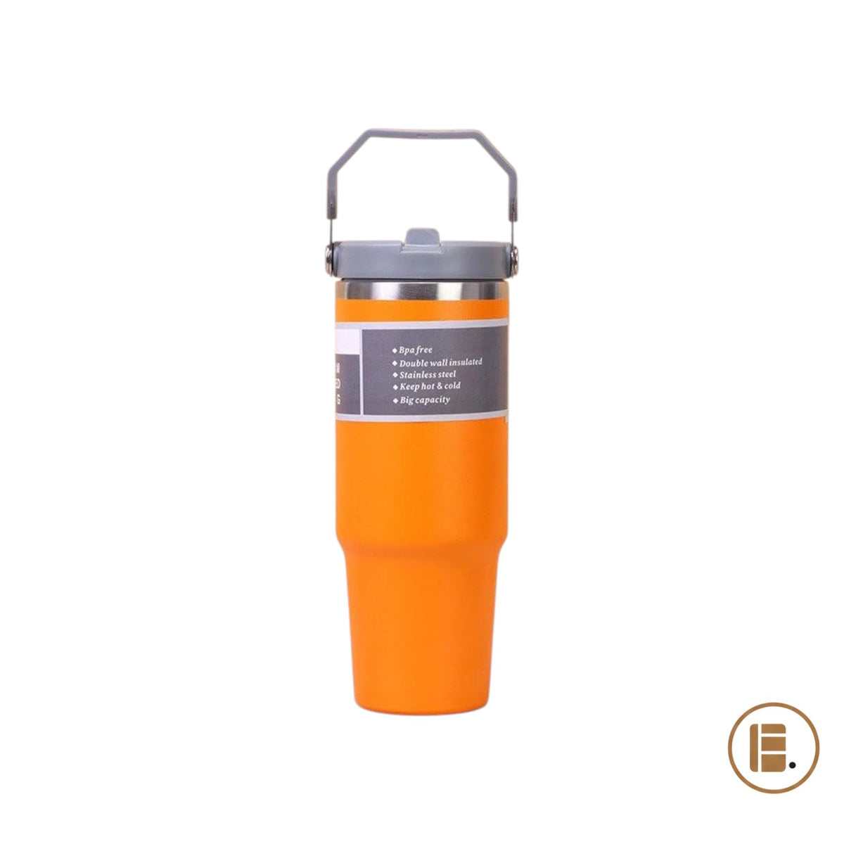 Mug isotherme | Inox avec poignée et paille | 600 ml / 890 ml - Minimaliste Lab