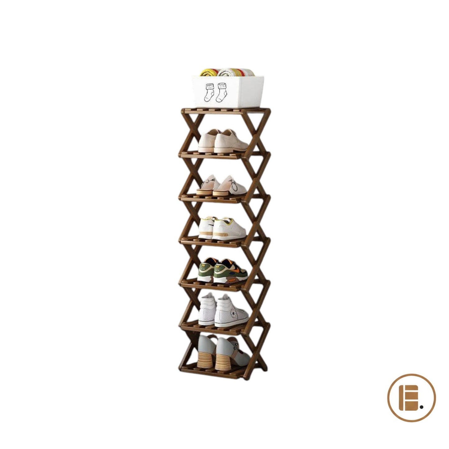 Rangement chaussures | Étagère 30 Paires Bois Chêne ou Brun Multi-Niveaux