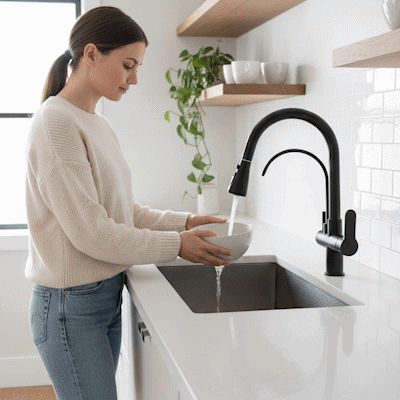 robinet cuisine design durable animation MinimalisteLab