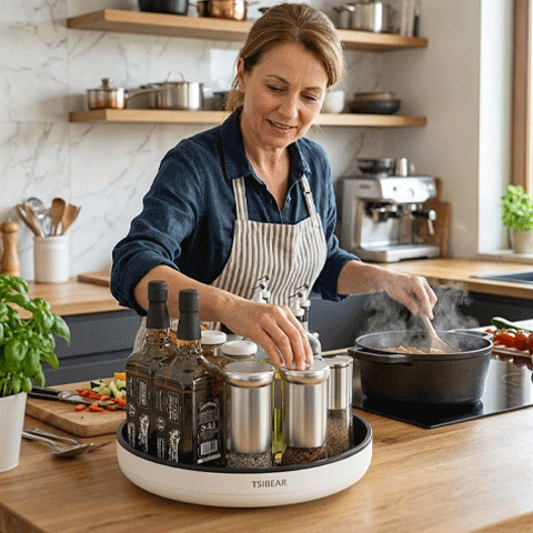 plateau tournant rotation 360 animation cuisine