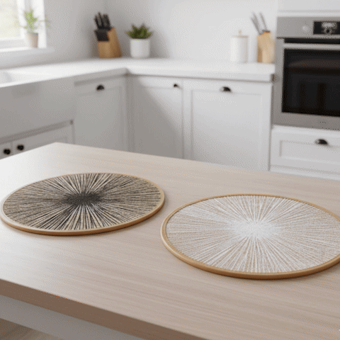 set de table rond élégant lavable animation MinimalisteLab