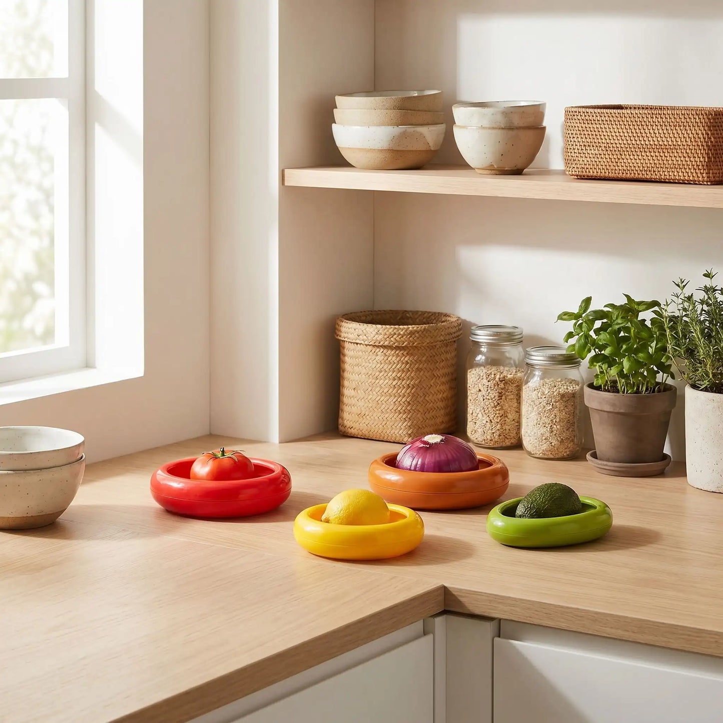 Boîtes alimentaires hermétiques dans une cuisine minimaliste