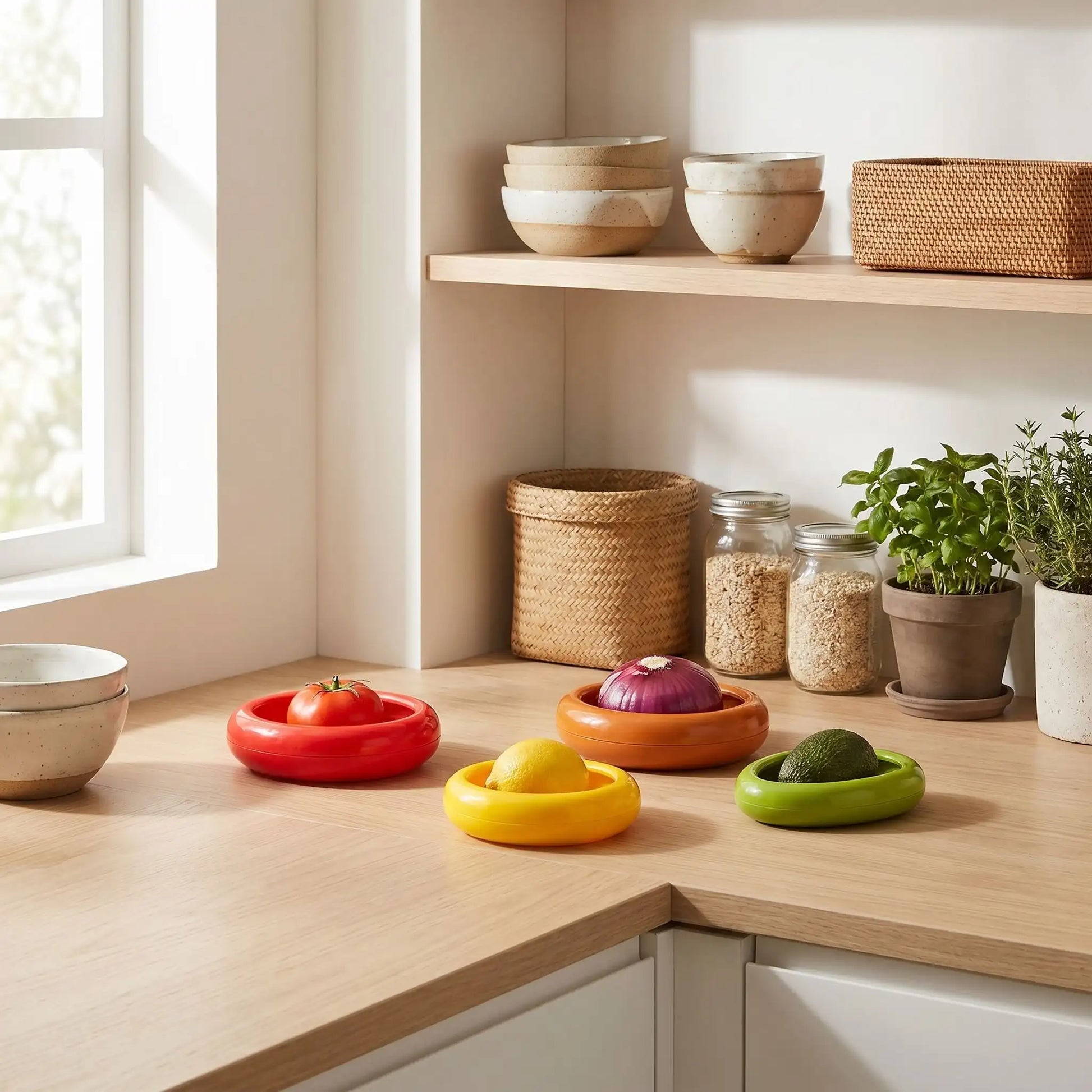 Boîtes alimentaires hermétiques dans une cuisine minimaliste