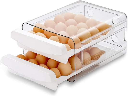 Boîte à œufs empilable transparente avec tiroirs coulissants
