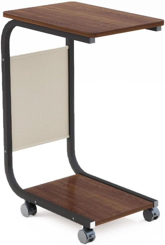 bout de canapé avec roulettes bois et métal