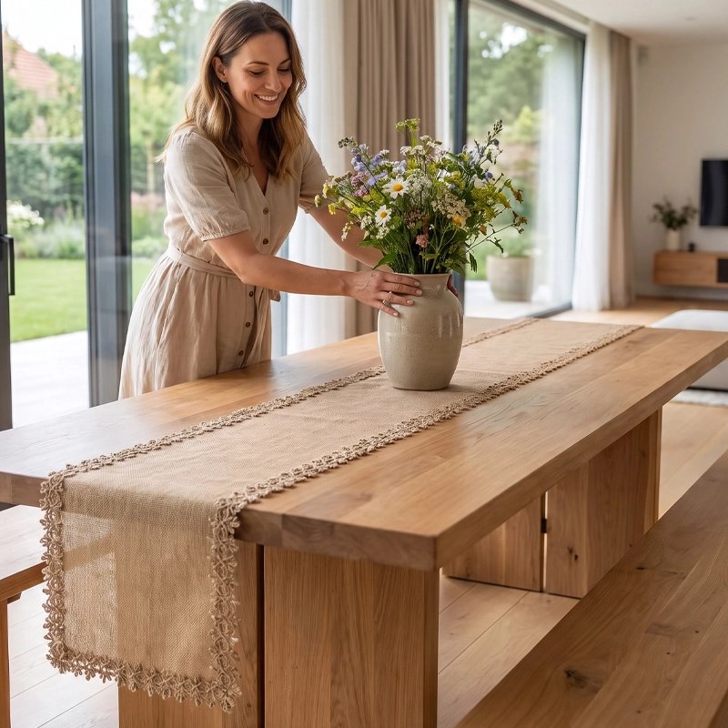 Chemin de table en toile de jute