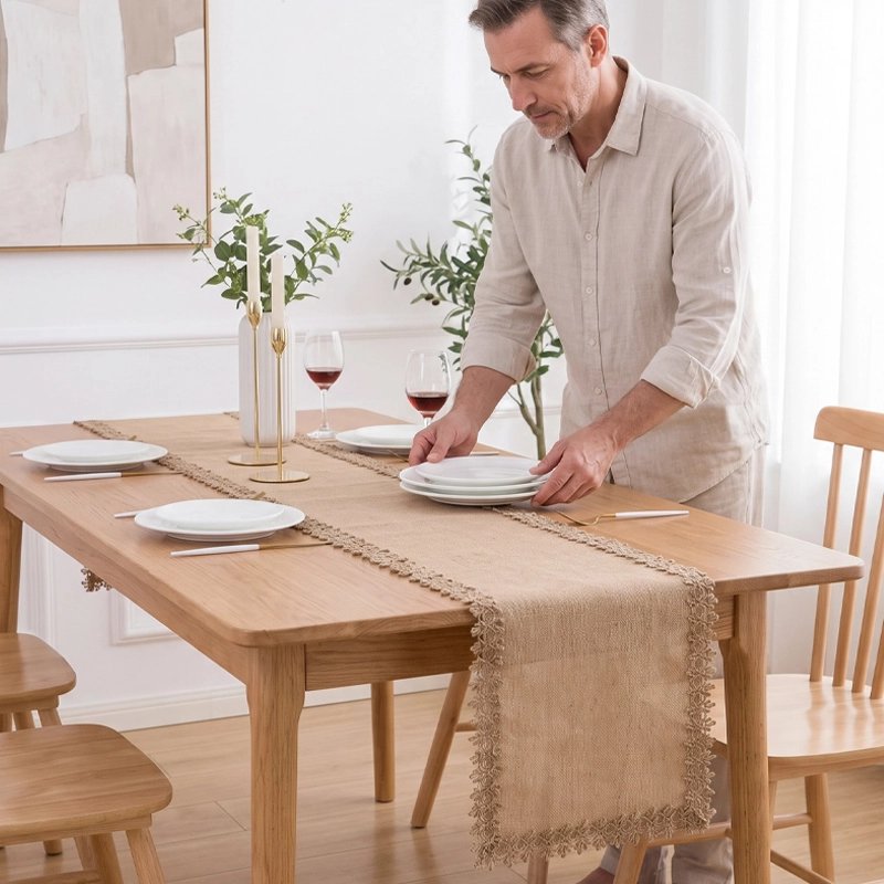Chemin de table en toile de jute