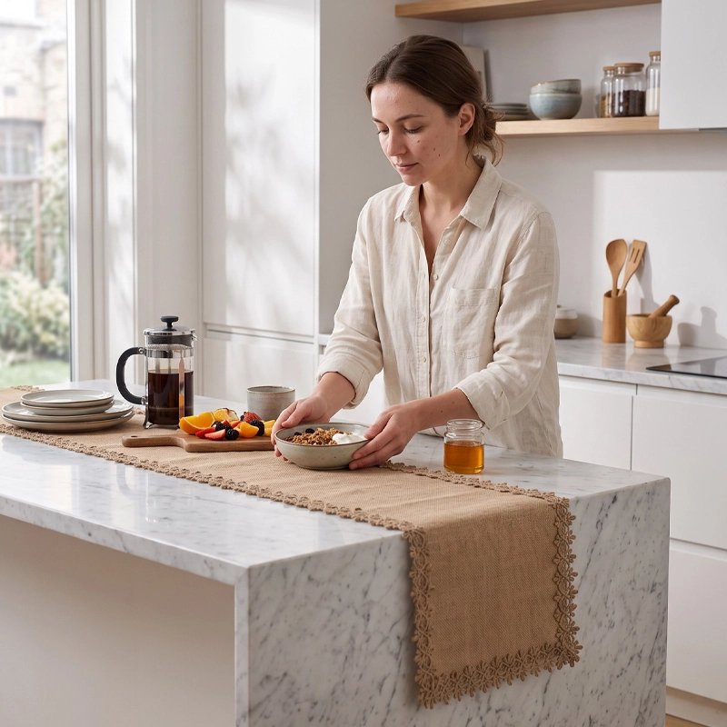 Chemin de table en toile de jute