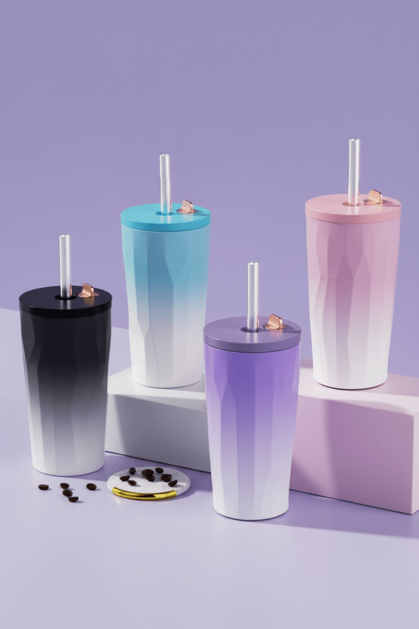 Mug isotherme | Paille Intégrée - Minimaliste Lab