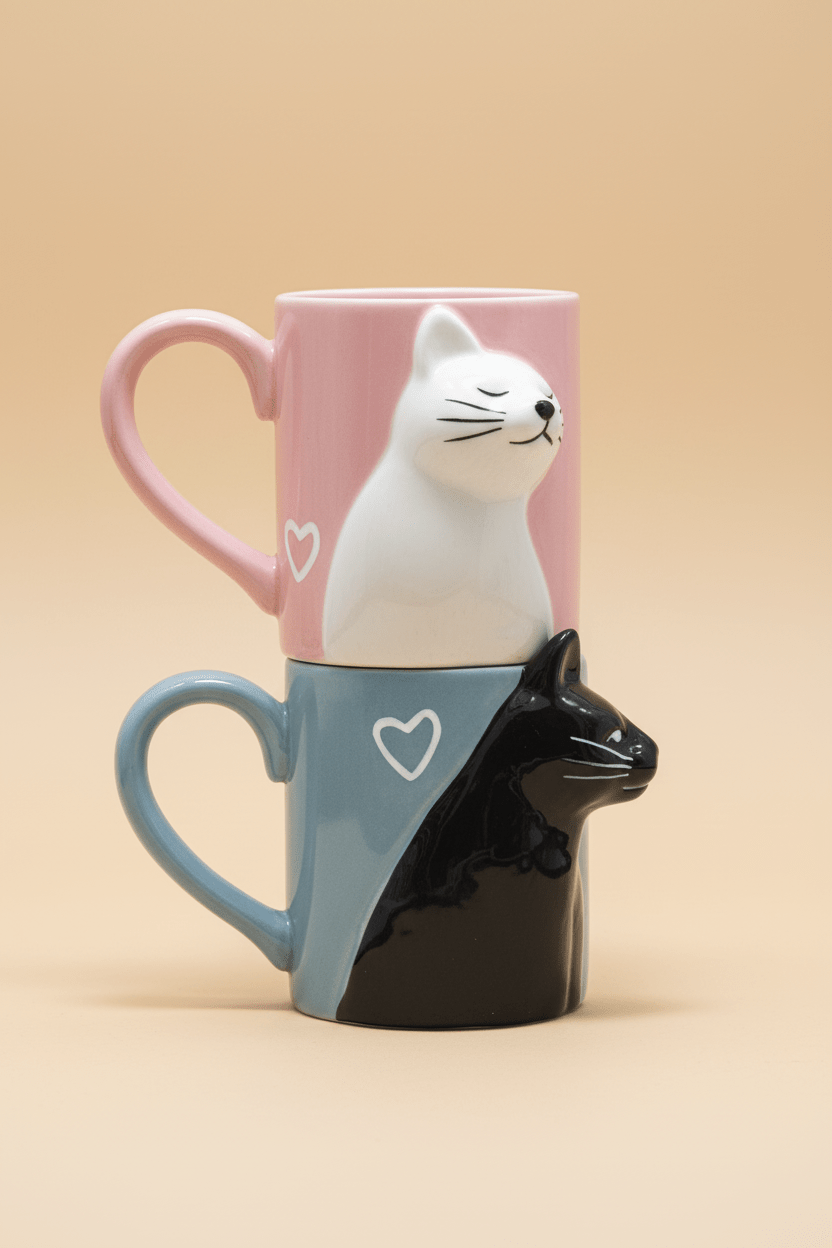 Tasse à café | Chat Couple Romantique - Minimaliste Lab