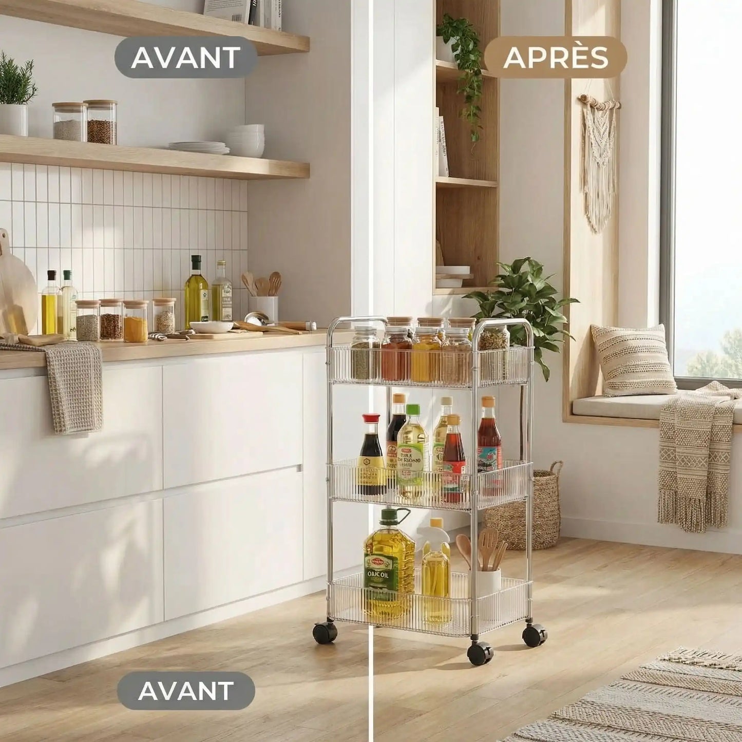 desserte cuisine 4 niveaux vue ensemble rangement complet