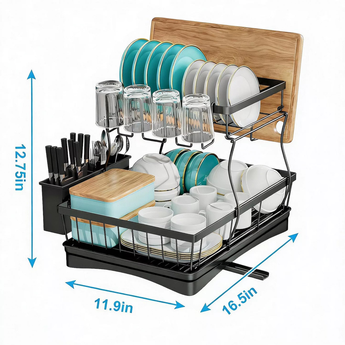 Dimensions egouttoir vaisselle 2 niveaux grande capacite pour cuisine