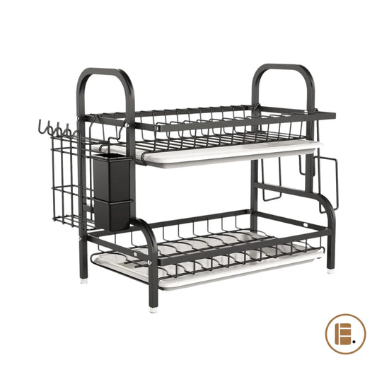 egouttoir vaisselle 2 niveaux antirouille compact porte ustensiles principal MinimalisteLab