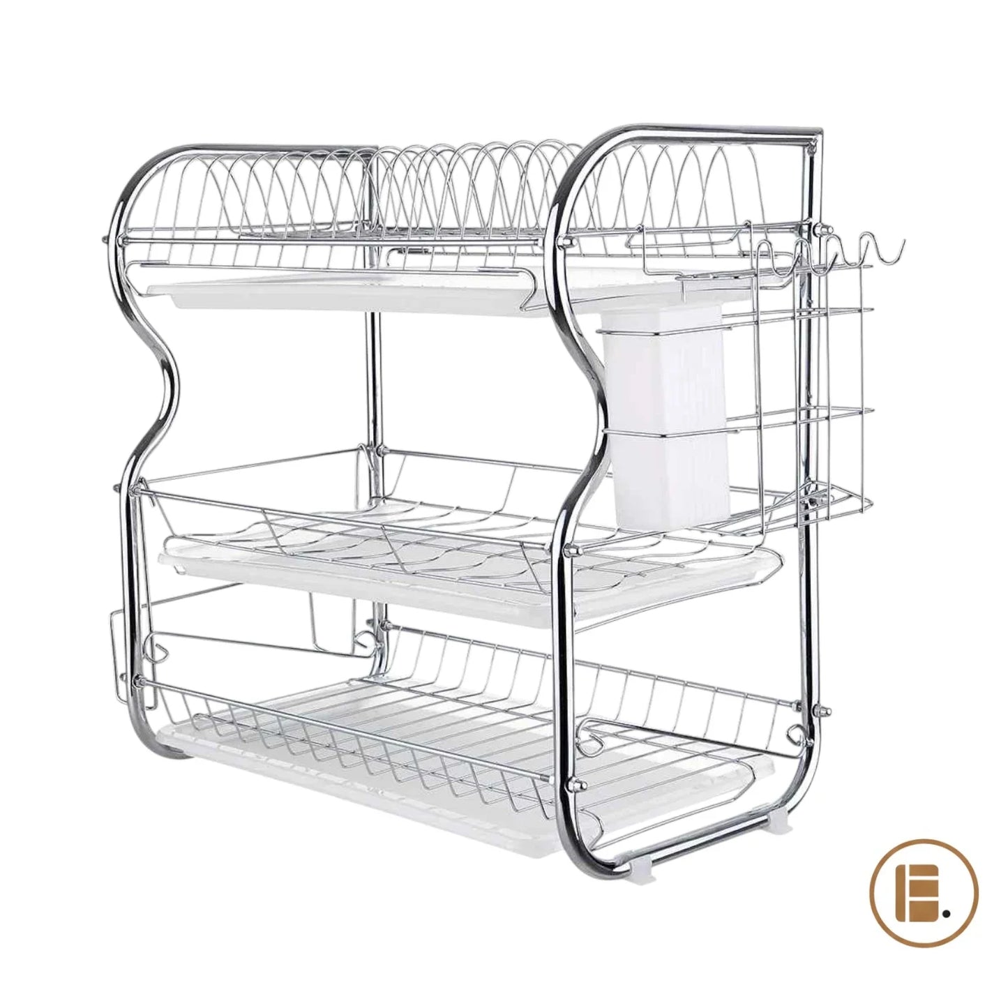 egouttoir vaisselle 3 niveaux compact support vaisselle multifonction cuisine principal MinimalisteLab
