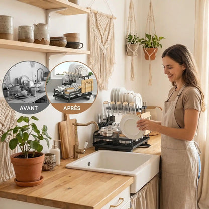 Avant après drainage efficace égouttoir vaisselle cuisine
