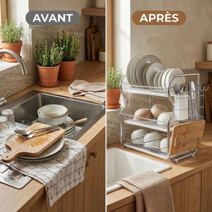 plan de travail cuisine avant apres egouttoir vaisselle