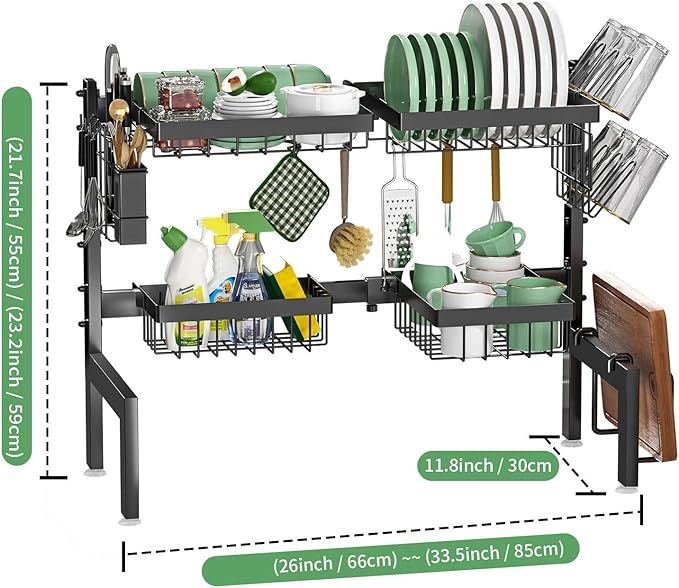 Dimensions de l'égouttoir à vaisselle ajustable pour évier
