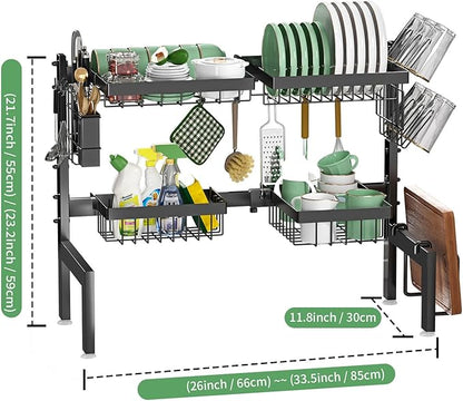 Dimensions de l'égouttoir à vaisselle ajustable pour évier