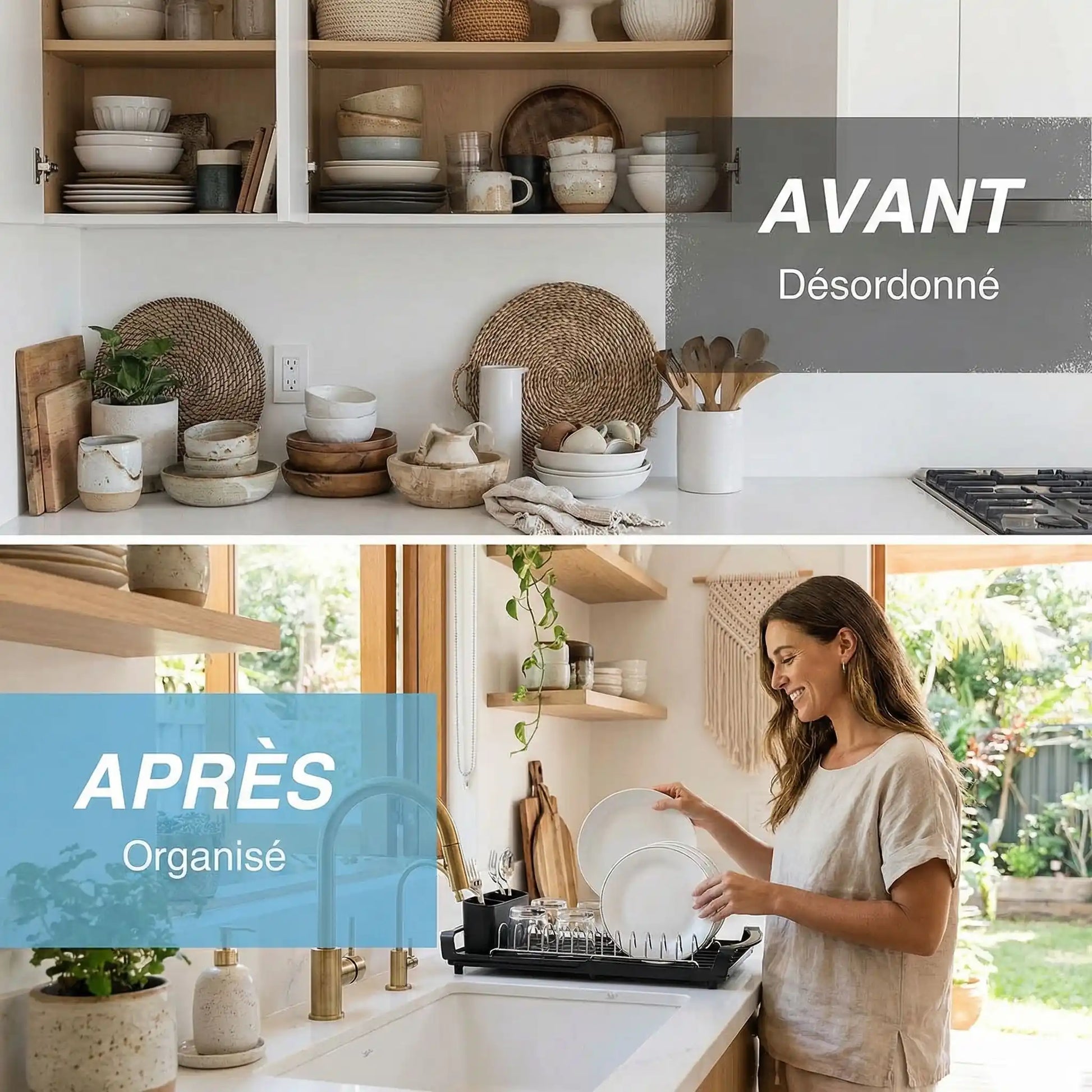 egouttoir vaisselle organise assiettes verres cuisine MinimalisteLab