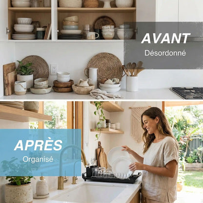egouttoir vaisselle organise assiettes verres cuisine MinimalisteLab