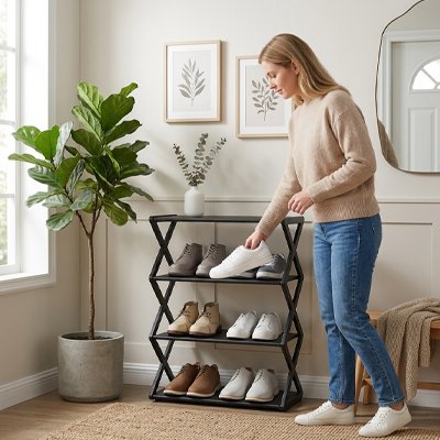 étagère chaussures gain de place modulable entrée MinimalisteLab