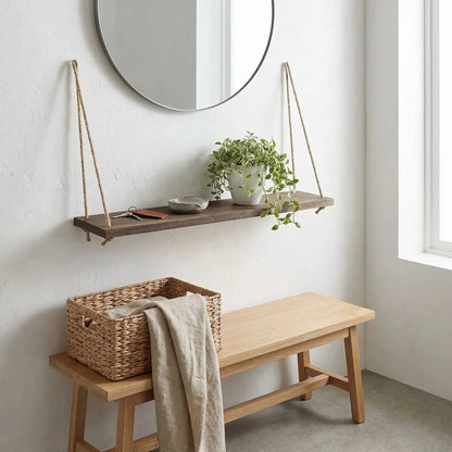 etagere bois suspendue entree maison