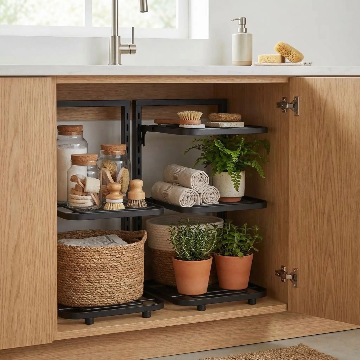 organisation sous evier etagere cuisine rangement