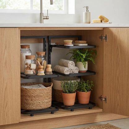 organisation sous evier etagere cuisine rangement