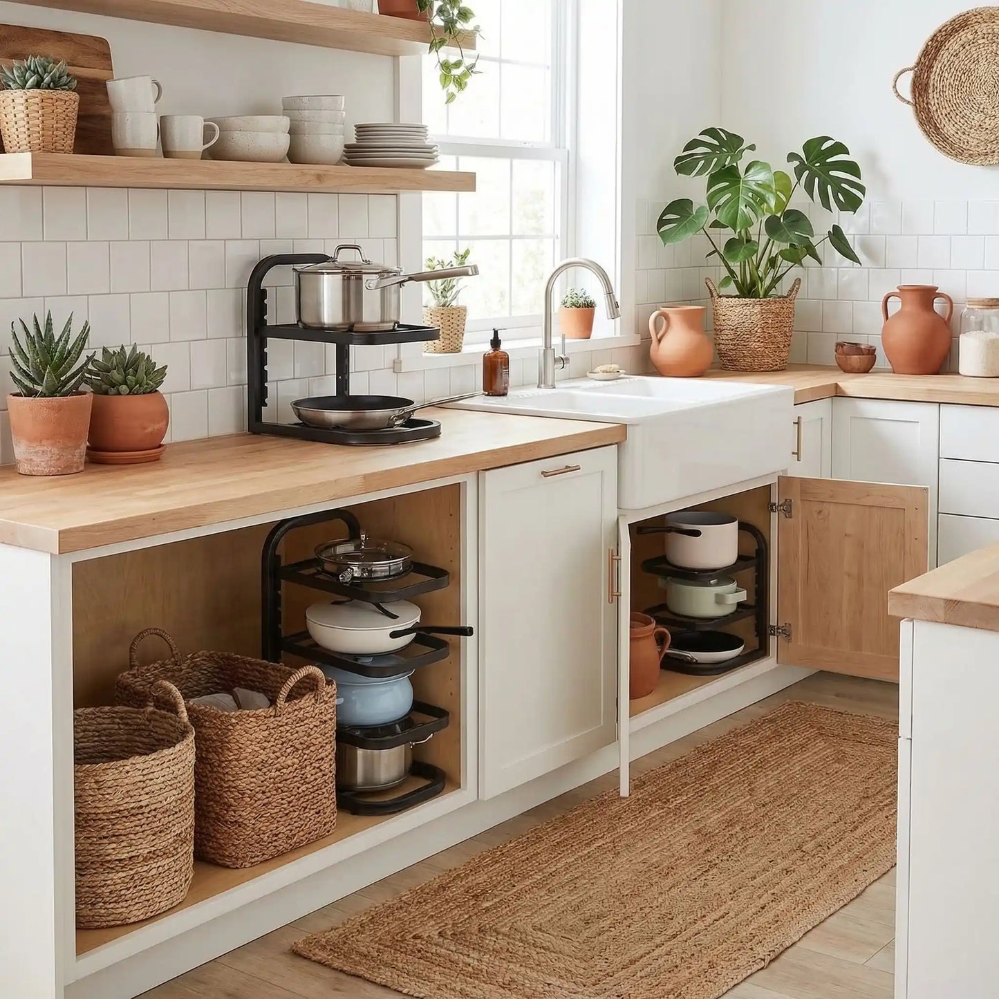 etagere cuisine rangement casseroles plan travail