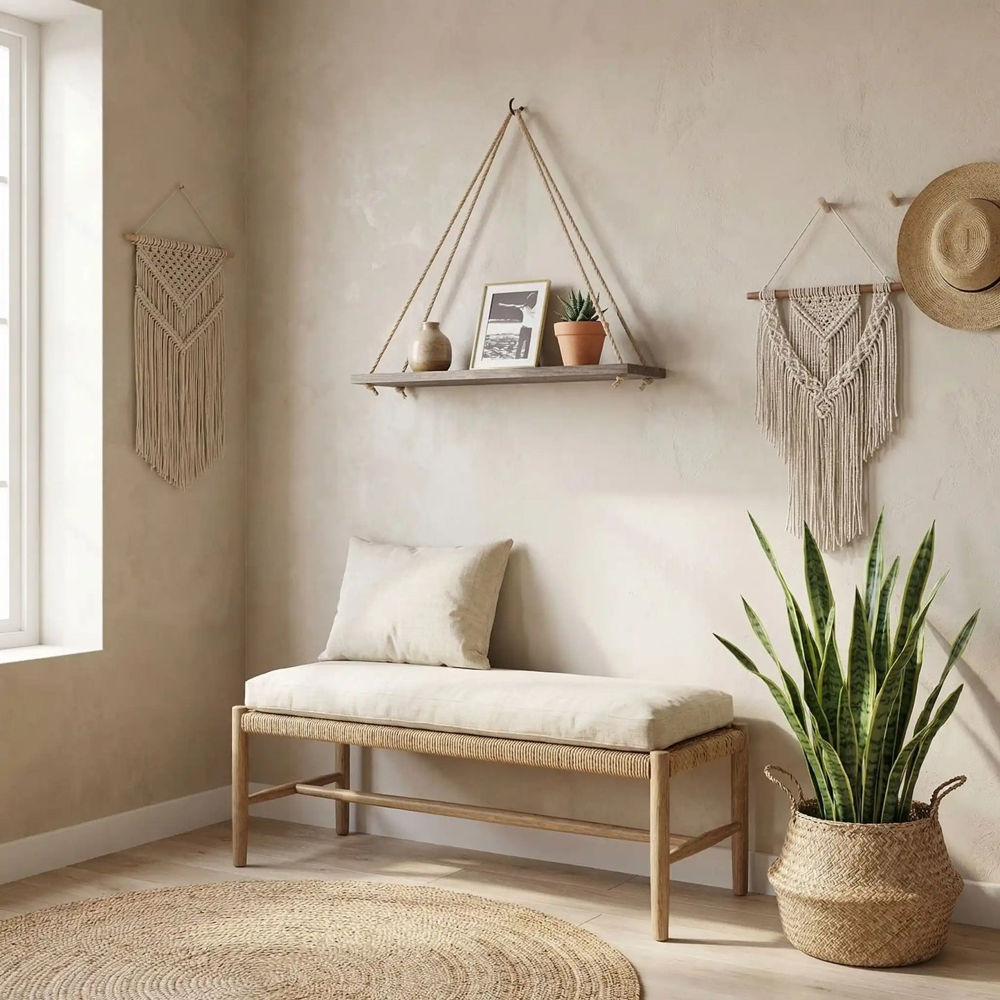 etagere suspendue bois decoration interieur