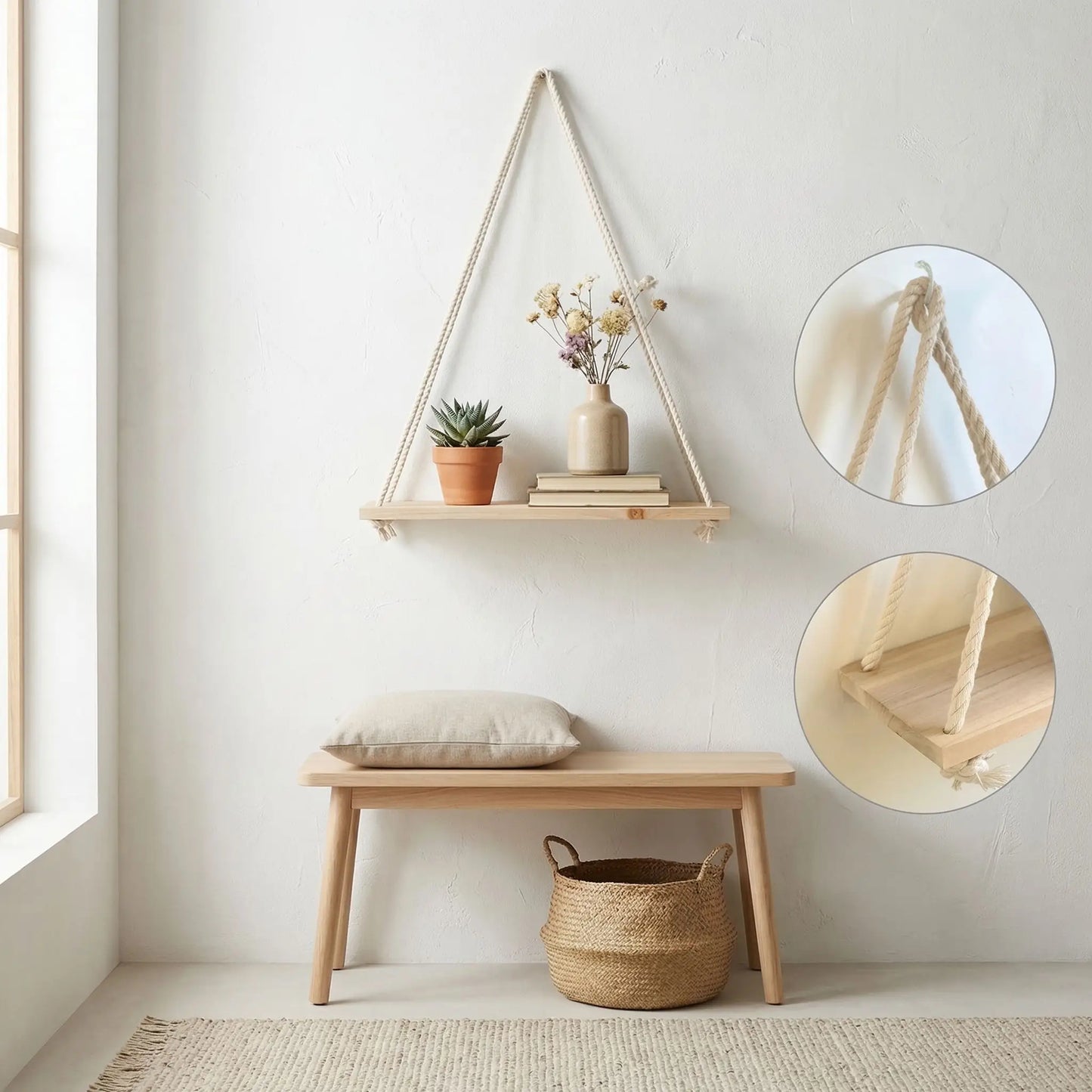 etagere suspendue bois decoration naturelle