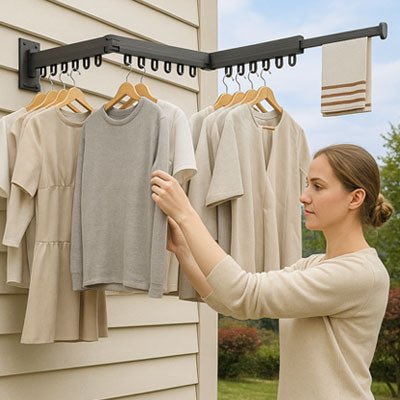 étendoir à linge extensible gain de place buanderie MinimalisteLab