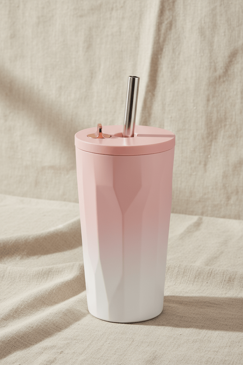 Mug isotherme | Paille Intégrée - Minimaliste Lab