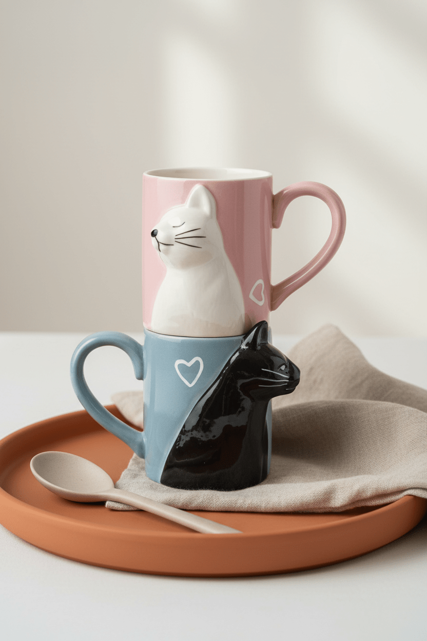 Tasse à café | Chat Couple Romantique - Minimaliste Lab