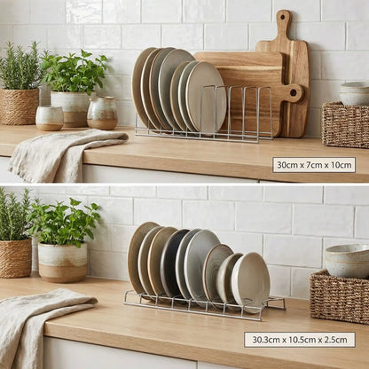 support assiettes plan travail cuisine bois minimaliste