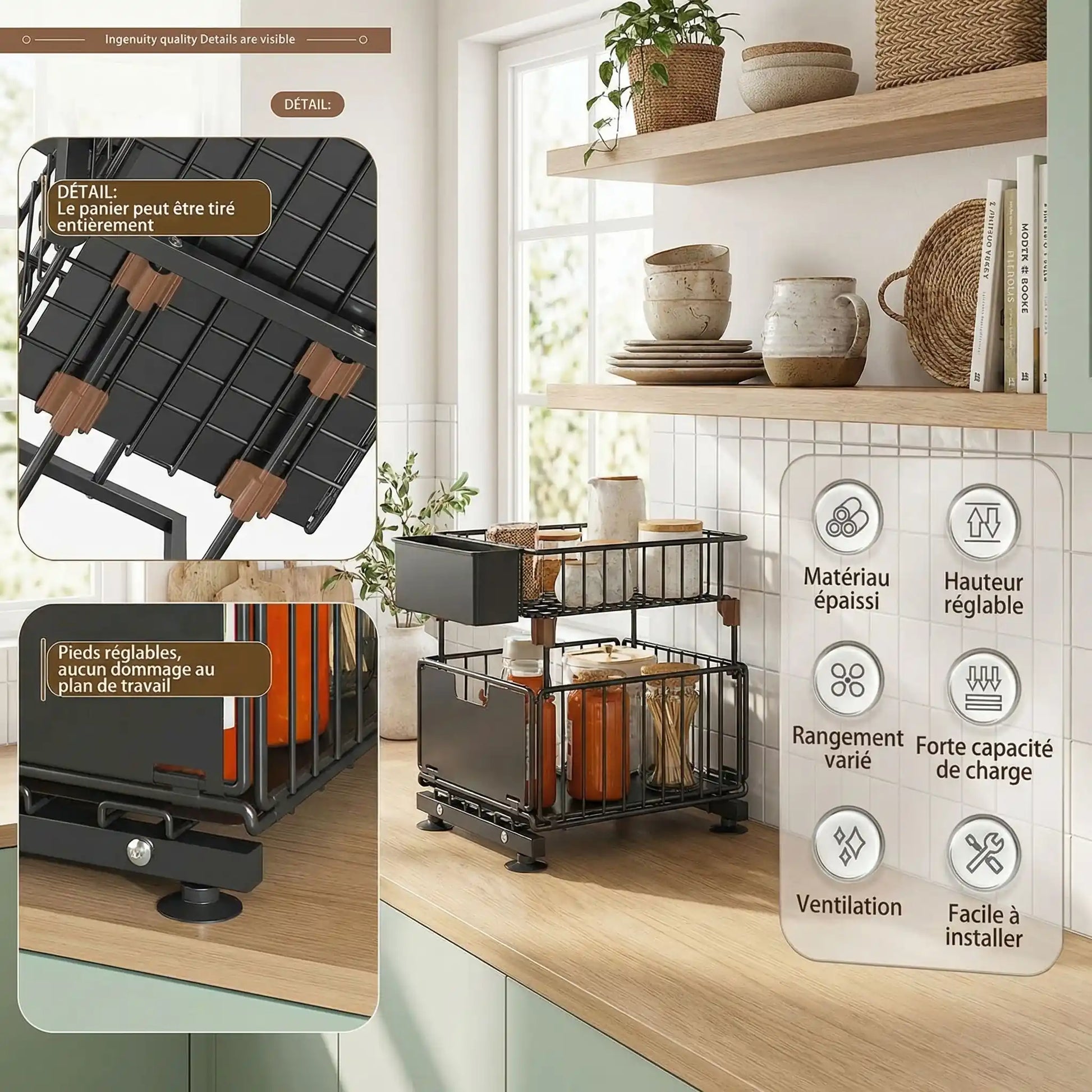 panier coulissant cuisine acces sans effort