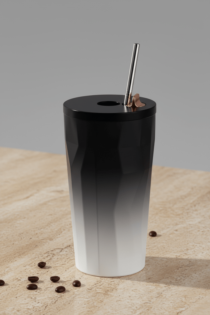 Mug isotherme | Paille Intégrée - Minimaliste Lab