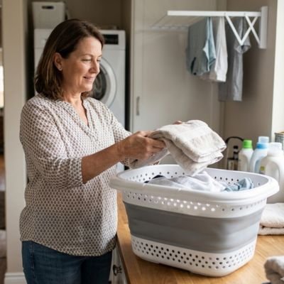 panier à linge plastique robuste et pratique buanderie MinimalisteLab